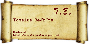 Tomsits Beáta névjegykártya